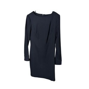 Vintage Hugo Buscati Collection Black Pinstripe Long Sleeve Sheath Dress Size 8